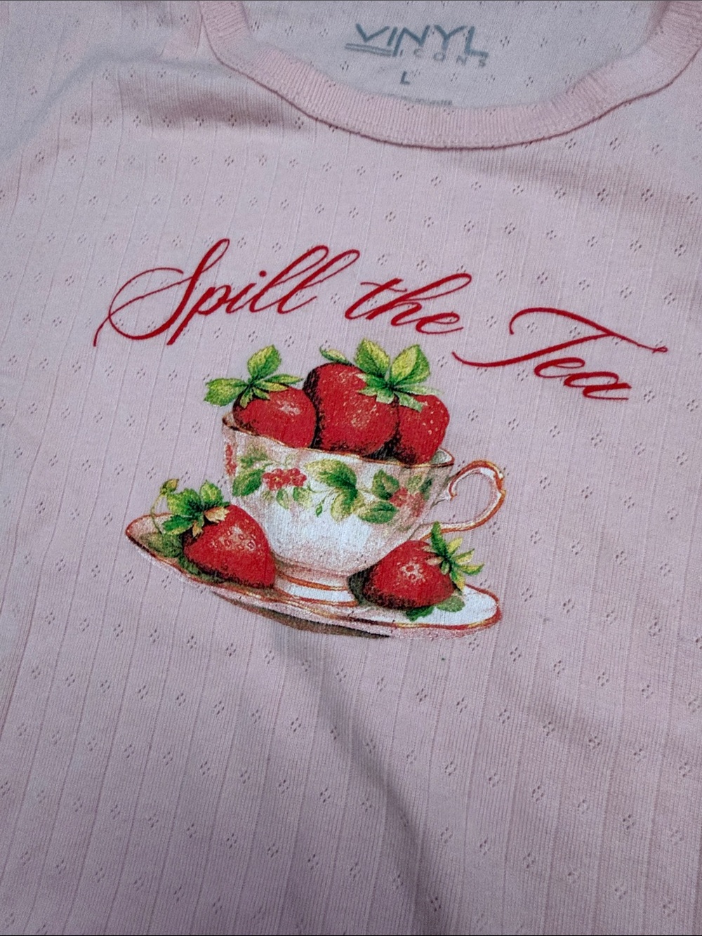 ✨Vinyl Icons Pink "Spill the Tea" Graphic Tee - Picture 3 of 6